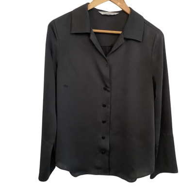 Veronika Maine Womens  Size 10 Button Up Top / Long Sleeve Top Black  