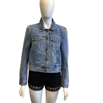 Kookai Women's Label Size 40  Cropped Denim Jacket Blue