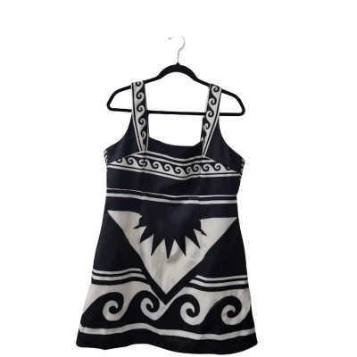 Sheike Women's Size 16 Sleeveless Dress  Black  / Off White / Pattern 