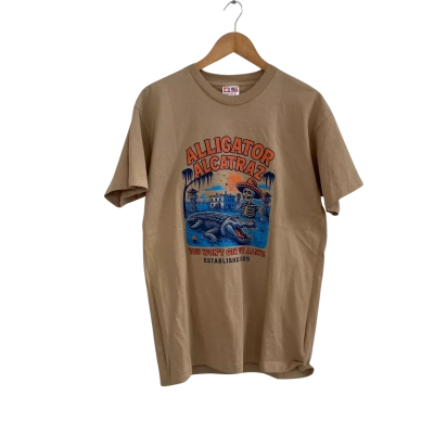 Bayside Mens  Size L Short Sleeve Shirt Beige 