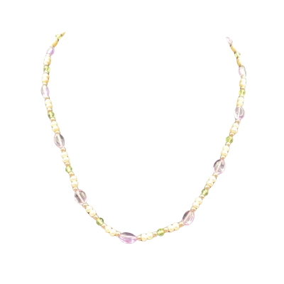  Womens Beaded Necklace Green / Pearl / Purple / Silver 