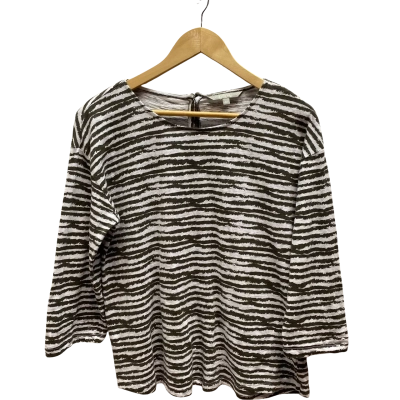 Yarra Trail Womens 3/4 sleeved shirt Size M Green / Pattern / Striped / White 
