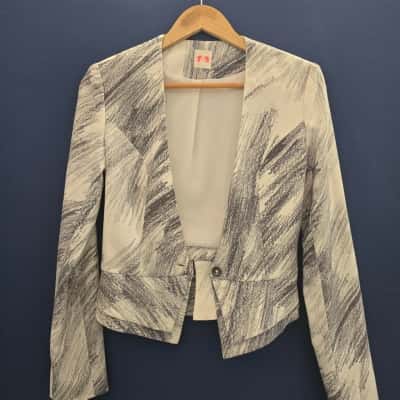 Sass & Bide Womens  Size 38 Open Jacket Cream / Grey / White 