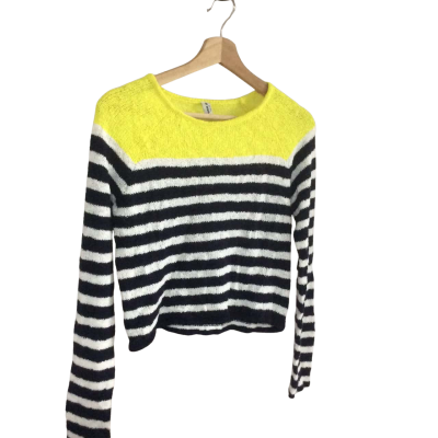 Just Jeans Womens  Size 12 Cropped Top / Long Sleeve Top Blue / Striped / White / Yellow 
