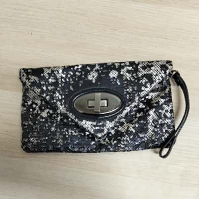 Mimco Womens Black Sparkling Envelope Pouch VGUC 