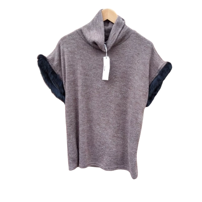 BESS Turtleneck Long-sleeved T)  Size S: Dark Brown 