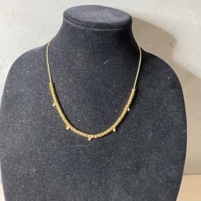 Mimco Gold Tone Metal Ball + Chain Necklace 
