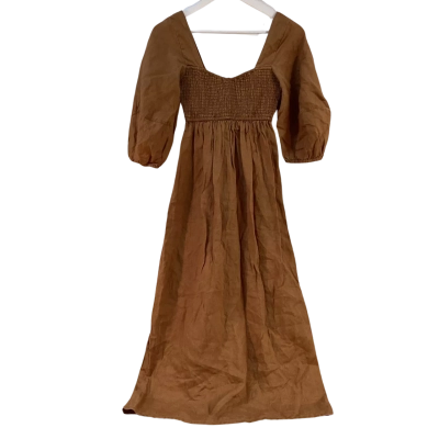 Seed Womens  Size 6 Linen Maxi Dress Brown 