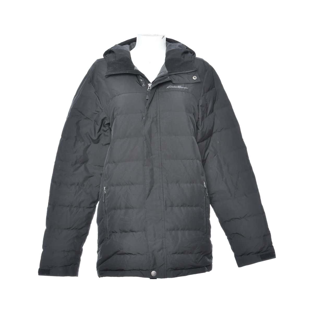 Eddie Bauer Mens Size L Hooded Down Puffer Winter Jacket Black (s)