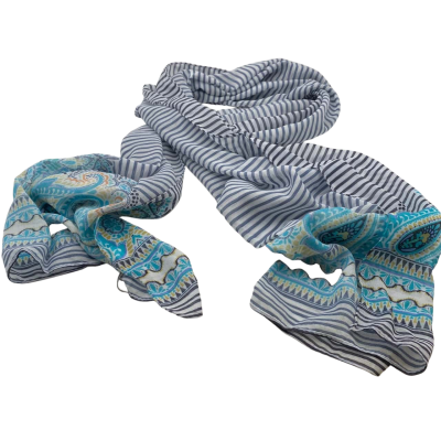 BNWT W. Lane Womens Scarf Blue / Striped 45x160cm