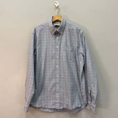 R.M. Williams Mens  Size XXL Long Sleeve Shirt Blue / Checked / White 