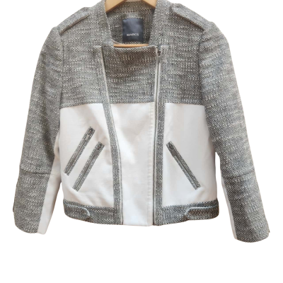 Marcs Size 8 Cropped Jacket Grey & White