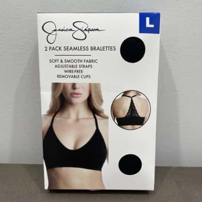 jessica Simpson Womens 2 Pack Seamless Bralettes Size L Black  