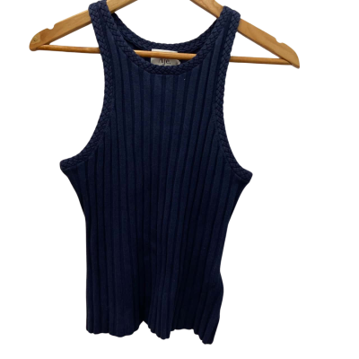 AJE Hydra Braided Racer Knit Top Navy Size XL 