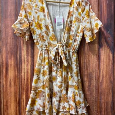 Ghanda  Size XS Mustard / White dress new 
