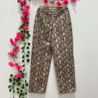 Glassons Womens Snake Scale Wide Leg Pants Size 6 Beige 