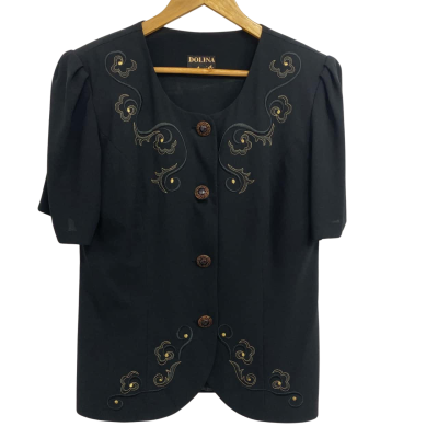 Dolina Womens Size 12 Vintage Black Top