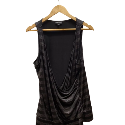 City Chic Womens  Size M Black & Silver Top