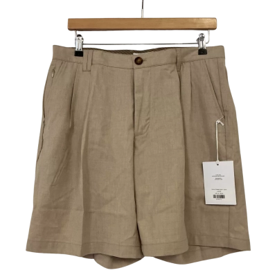 I Love Ugly Mens Quincy Pleated Short Size L Beige | Brand New | RRP $110