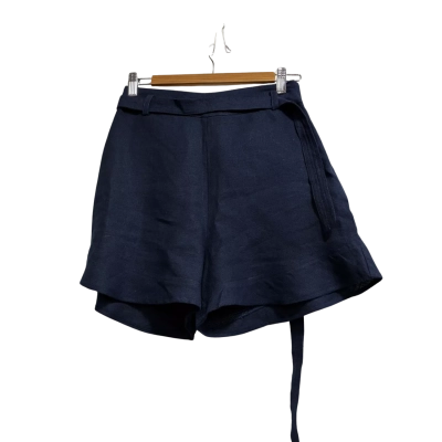 Witchery Womens, Size 6, navy blue tie-up linen shorts
