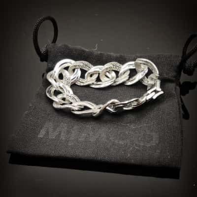Glorious Mimco Silver Look Bracelet With Marcasite Detail 20cm Long