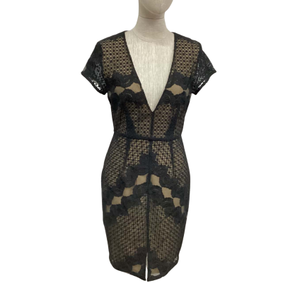 NEW Winona  Size 10 Bodycon Dress Black with Nude Lining