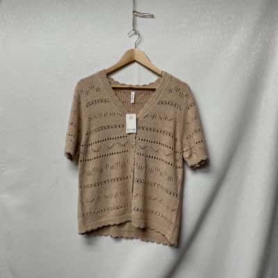 Big W Womens  Size L Button Up Top Beige 