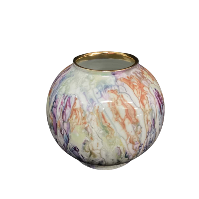 Small Marble Painted Ceramic Round Vase 