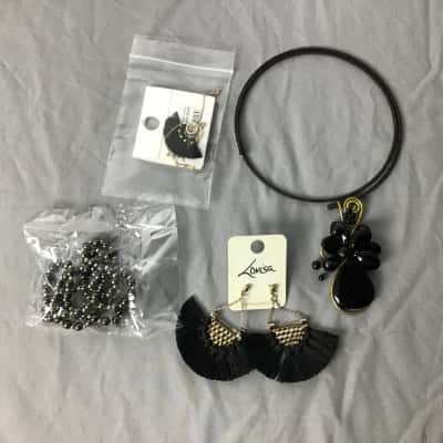 Selection of  Womens New & Used Black & Goldtoned Jewellery 