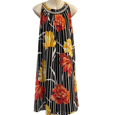Millers Womens Size 22 Midi/Sleeveless Dress Black/Grey/Orange/Yellow