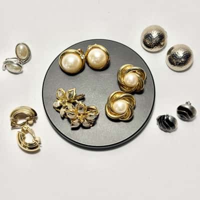 Set of 7 Vtg. Style Clip On Earrings 