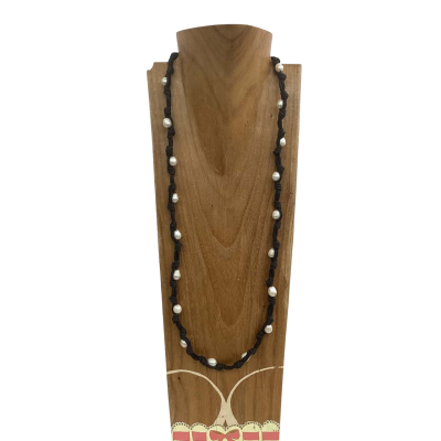 Vintage Womens Beaded Necklace Baroque Pearls on Rope 