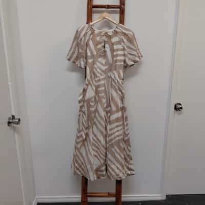 Basque Taupe Short Sleeve Dress Size 12 BNWT