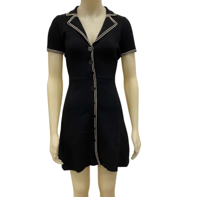 Sandro Womens  Size 6 Knitted Mini Dress Black  