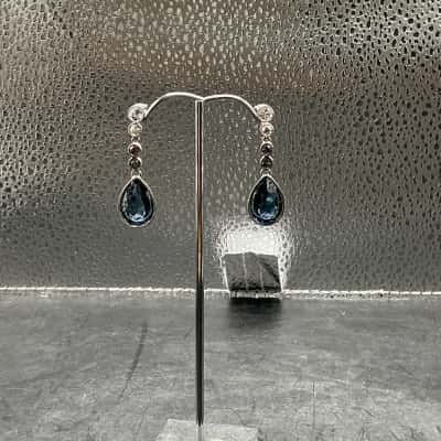 Swarovski Womens Earrings Blue and Silver Tone