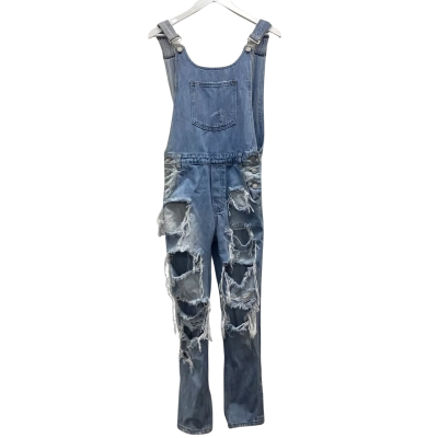 Ziggy Denim XS Distressed Denim Overalls Dungarees Light Wash