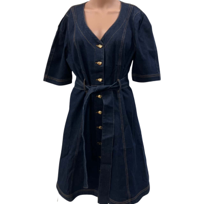 Portmans Womens  Size 12 Denim Dress / Short Sleeve Dress  Navy Blue 