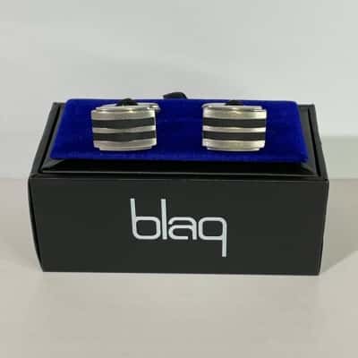 Blaq Mens Cufflinks w/ Black Stripes 