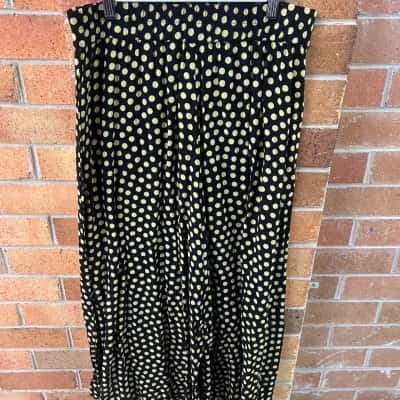  Womens Tolem Size 4 Wide Leg Pants Black  / Polka Dot 