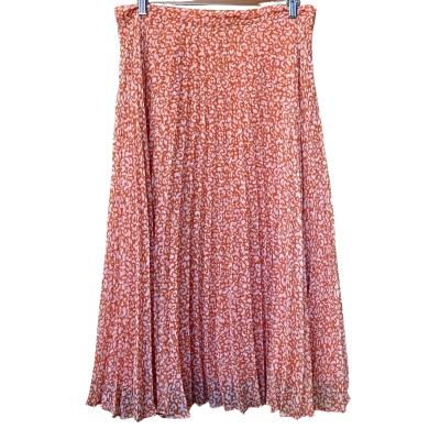 Sportscraft Orange/White Patterned Accordion-Pleat Skirt Size 14