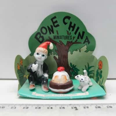 Vintage Bone China Miniature Set Simple Simon Nursery Rhyme Taiwan In Display