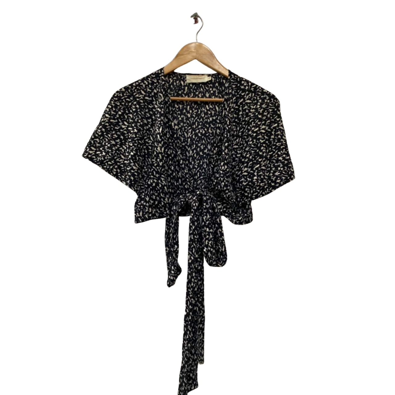 Zimmermann Womens Size 3 (Size 14) Cropped Black & White Wrap Top(s)