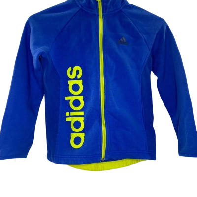 Adidas Kids Jacket Size 7 / 8 / L Blue / Yellow 