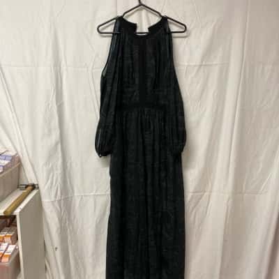 Womens Sheike Size 10 Maxi Dress Black  / Green 