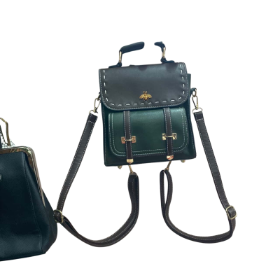 Womens Brown & Green Quality Vintage Leather Preppy Backpack