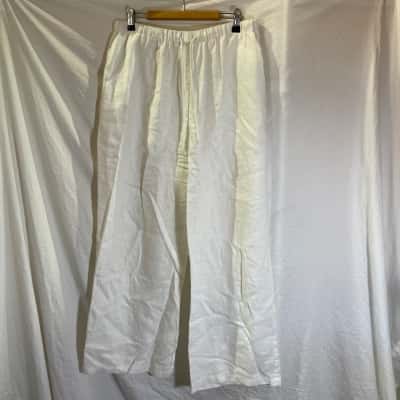 Seed Heritage Womens Linen Pants Size 12 White 