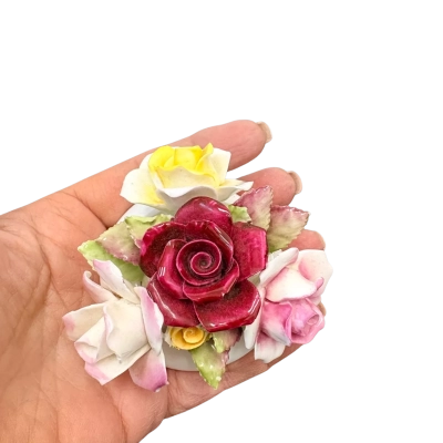 Vintage Royal Doulton Bone China Flower Bouquet Miniature Decor Tripod Art