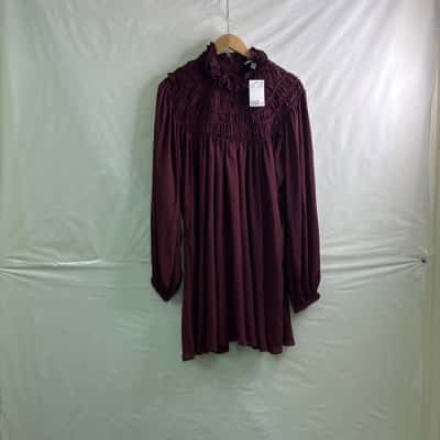 H&M Womens Size L Blouse Maroon BNWT 