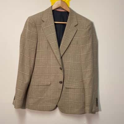BNWT Daniel Hechter Size L Checked / Khaki Suit Jacket