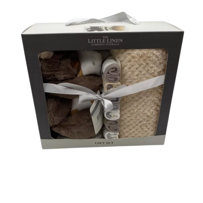 BNWT Little Linen Company Boxed Gift Set- Nectar Bear
